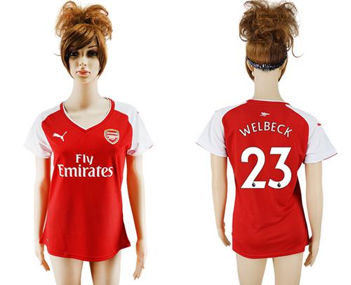 Women's Arsenal #23 Welbeck Home Soccer Club Jersey - Click Image to Close